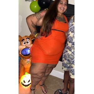 Plus Size 3X Derek Heart Orange Cutout Bodycon Dress